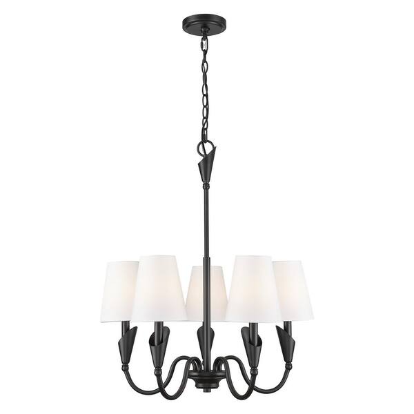Claudelle 5 light Matte Black Chandelier for Indoor Use with No Bulbs Included