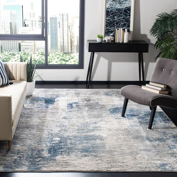 Invista 8 ft. x 10 ft. Gray/Ivory Distressed High-Low Area Rug