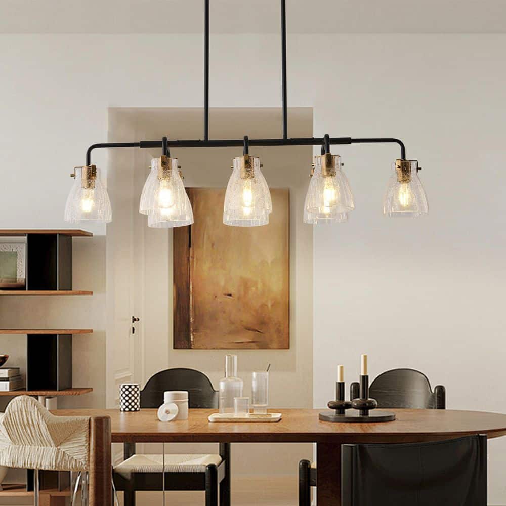 39.37 in. 8-Light Linear Chandeliers Kitchen Island Hanging Lighting Fixtur