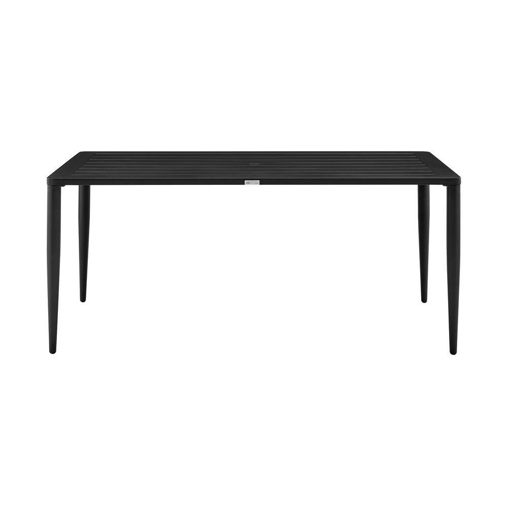 Beowulf Black and Teak 7-Piece Outdoor Dining Set with Gray Cushions