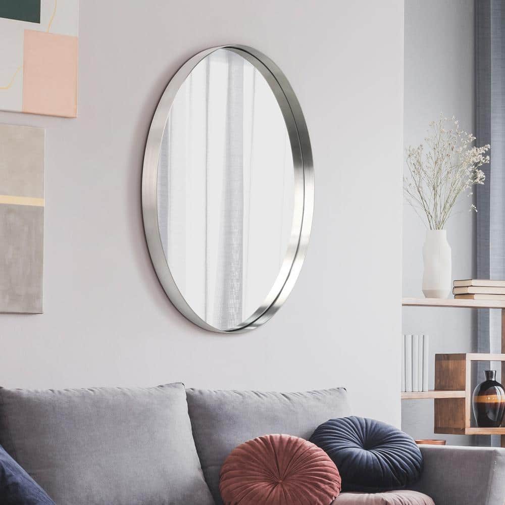 Brushed Silver 36" x 24" Rectangular Wall Mirror