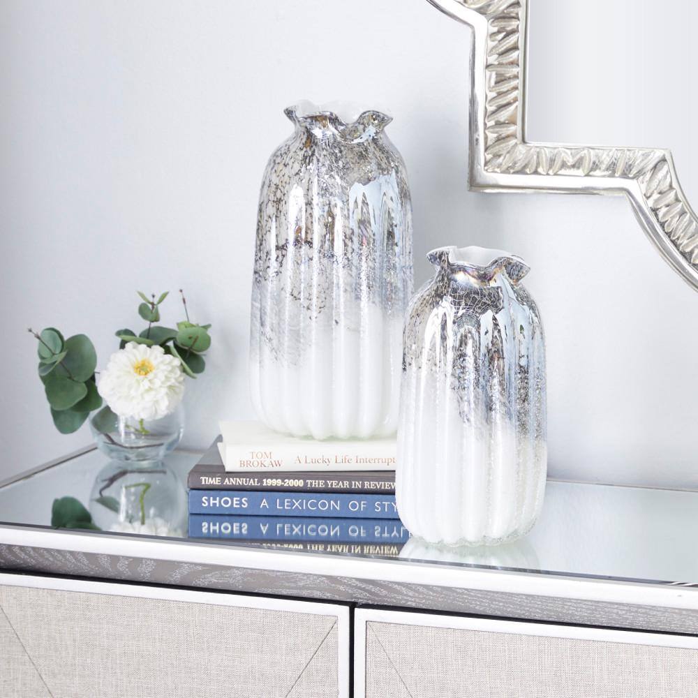 12 in., 10 in. Gray Handmade Blown Glass Decorative Vase (Set of 2) price history on PriceWatchPro
