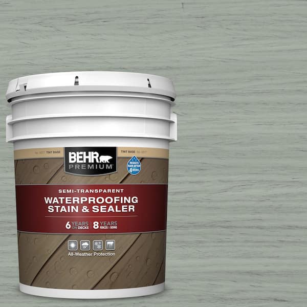 BEHR PREMIUM 5 gal. #ST-149 Light Lead Semi-Transparent Waterproofing Exterior Wood Stain and Sealer