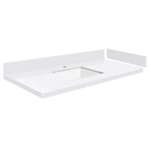 Silestone 37 in. W x 22.25 in. D Quartz White Rectangular Single Sink Vanity Top in Miami White