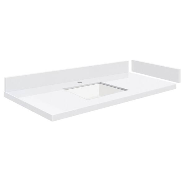 Transolid Silestone 40.25 in. W x 22.25 in. D Quartz White Rectangular Single Sink Vanity Top in Miami White