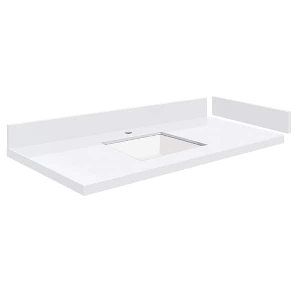Transolid Silestone 42.5 in. W x 22.25 in. D Quartz White Rectangular Single Sink Vanity Top in Miami White