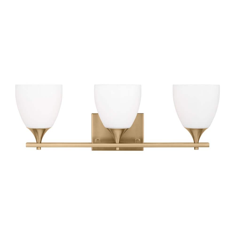 Toffino Satin Brass and Milk Glass 3-Light Wall Sconce