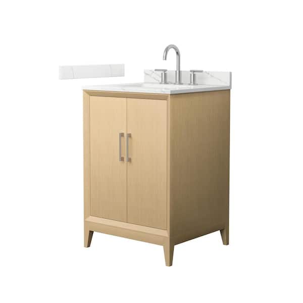 Janna 24 in. Single Freestanding White Oak Bath Vanity with Giotto Quartz Top (Assembled)