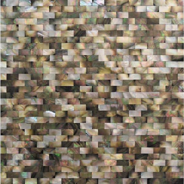 Apollo Tile Beige and Brown 4 in. x 5 in. Polished Mother of Pearl Bricks Mosaic Wall Tile Sample (0.13 sq. ft./Piece)