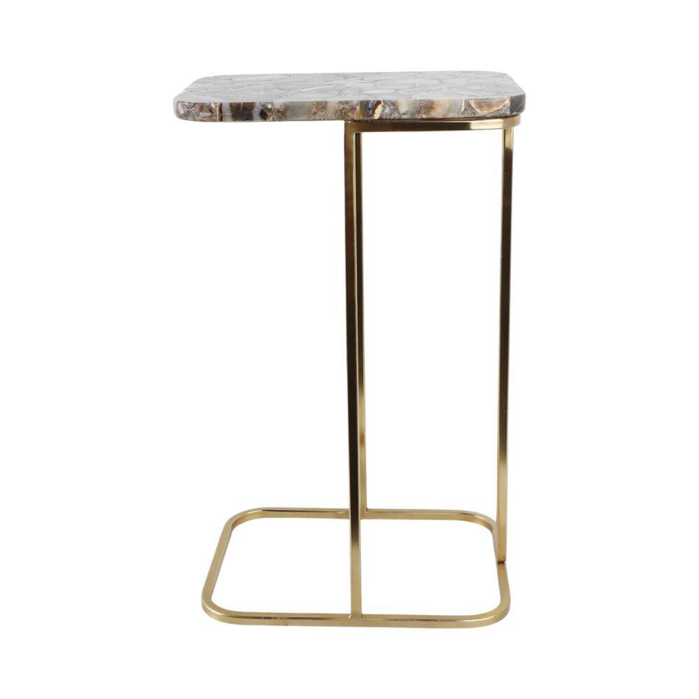 15 in. Black Rectangle Stone Agate Top Contemporary End Table - thumbnail 5