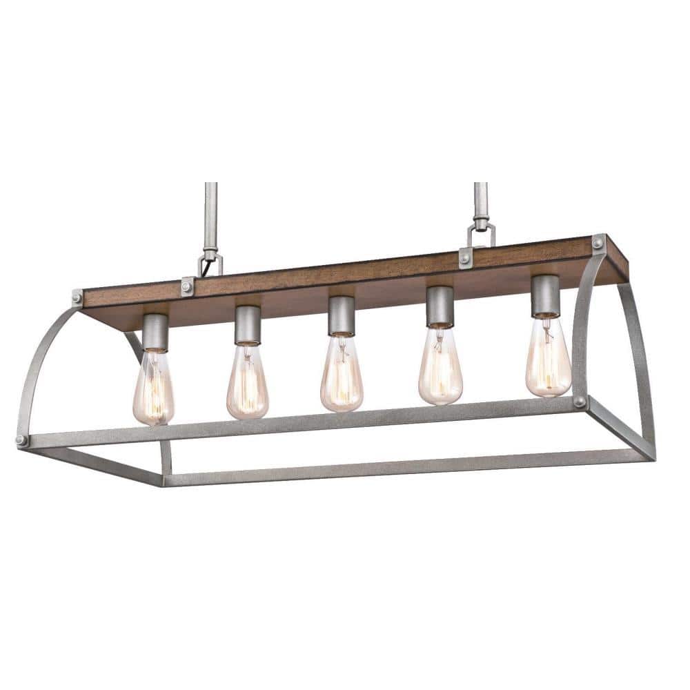 Rustic Barnwood & Galvanized Steel Cage Chandelier