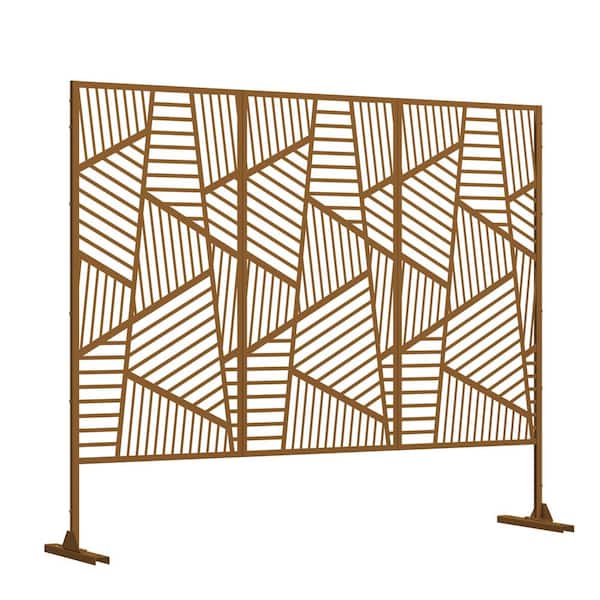 Lirago 75 in. x 48 in. Brown Modern Privacy Screen Fence Free Standing