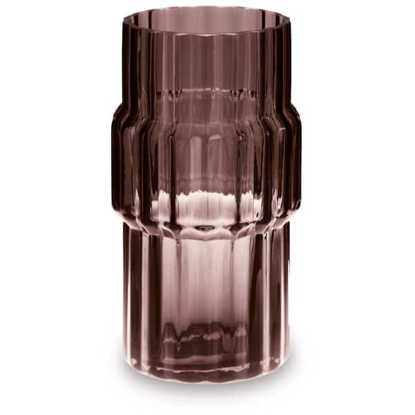 Dorlow 9 in. Brown Glass Cylinder Decorative Vase