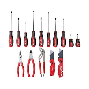 Screwdriver Set with Pliers Kit and FASTBACK Folding Utility Knife Set (15-Piece)