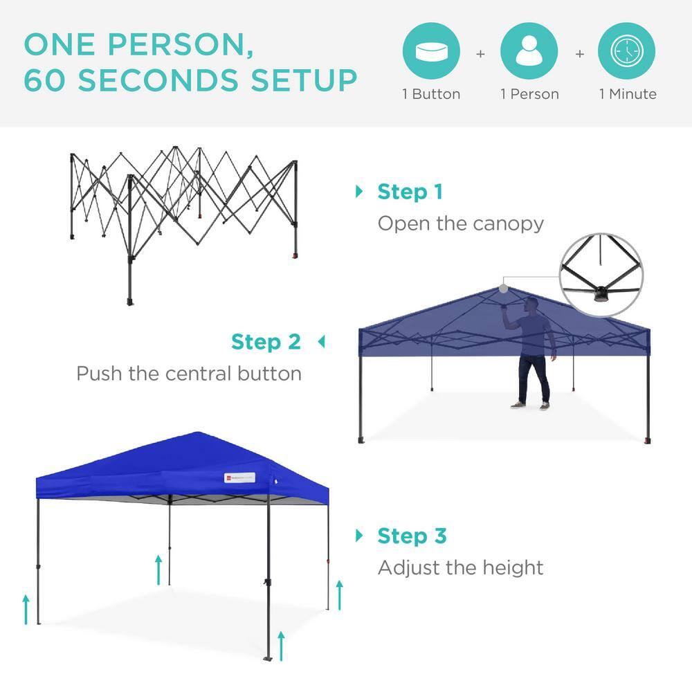 Resort Blue 8x8ft Adjustable Pop-Up Canopy with Wheeled Case