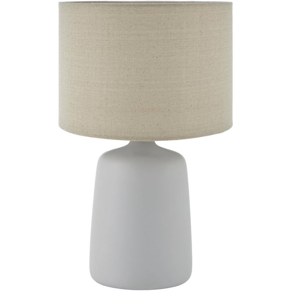 livabliss elio modern accent table lamp  16-inch  white with beige shade