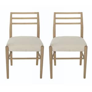 Fernleaf Light Beige Tweed Fabric and Wood Dining Chairs (Set of 2)