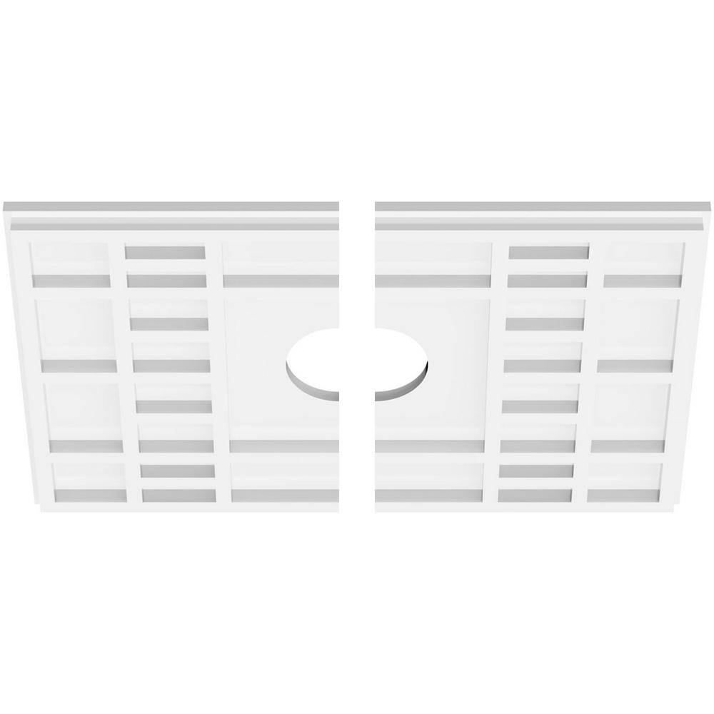 Beaux White PVC Contemporary Ceiling Medallion, Two Piece