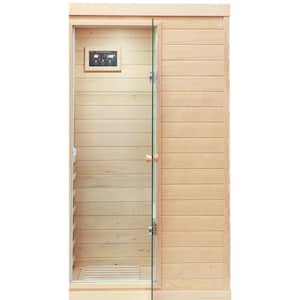 Moray 1-Person Indoor Hemlock Sauna with 6 Far-infrared Carbon Crystal Heaters with Right Door