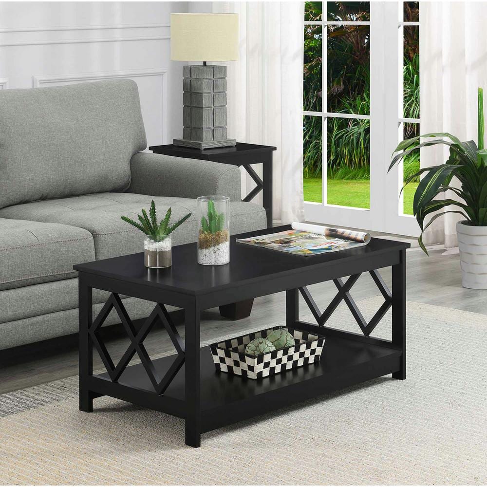 Contemporary Diamond Cut-Out Black Coffee Table