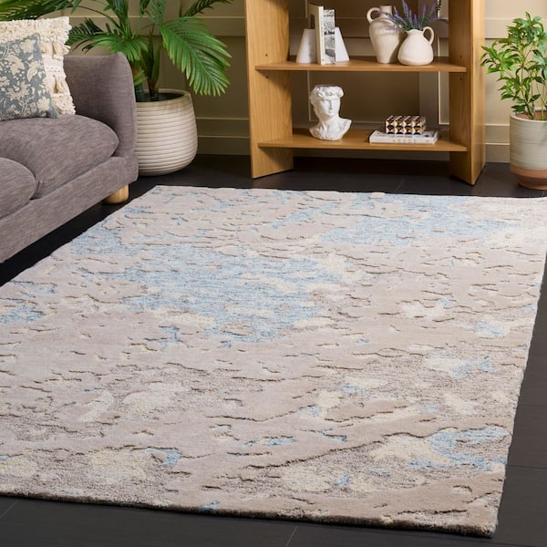 Harvest 9 ft. x 12 ft. Taupe/Blue Abstract Area Rug