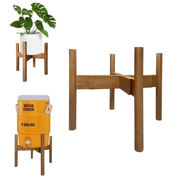 Sturdy Adjustable Bamboo Drink Dispenser Stand, Water Dispenser Stand Fits 3-5 Gallon Jugs Water Filters Containers