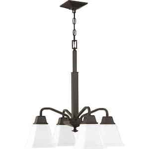 Clifton Heights Collection 4-Light Antique Bronze Etched Glass Craftsman Chandelier Light