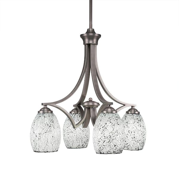 Unbranded Clevelend 4-Light Graphite Chandelier, Round Chandelier with 5 in. Black Fusion Glass Shades, No bulbs included