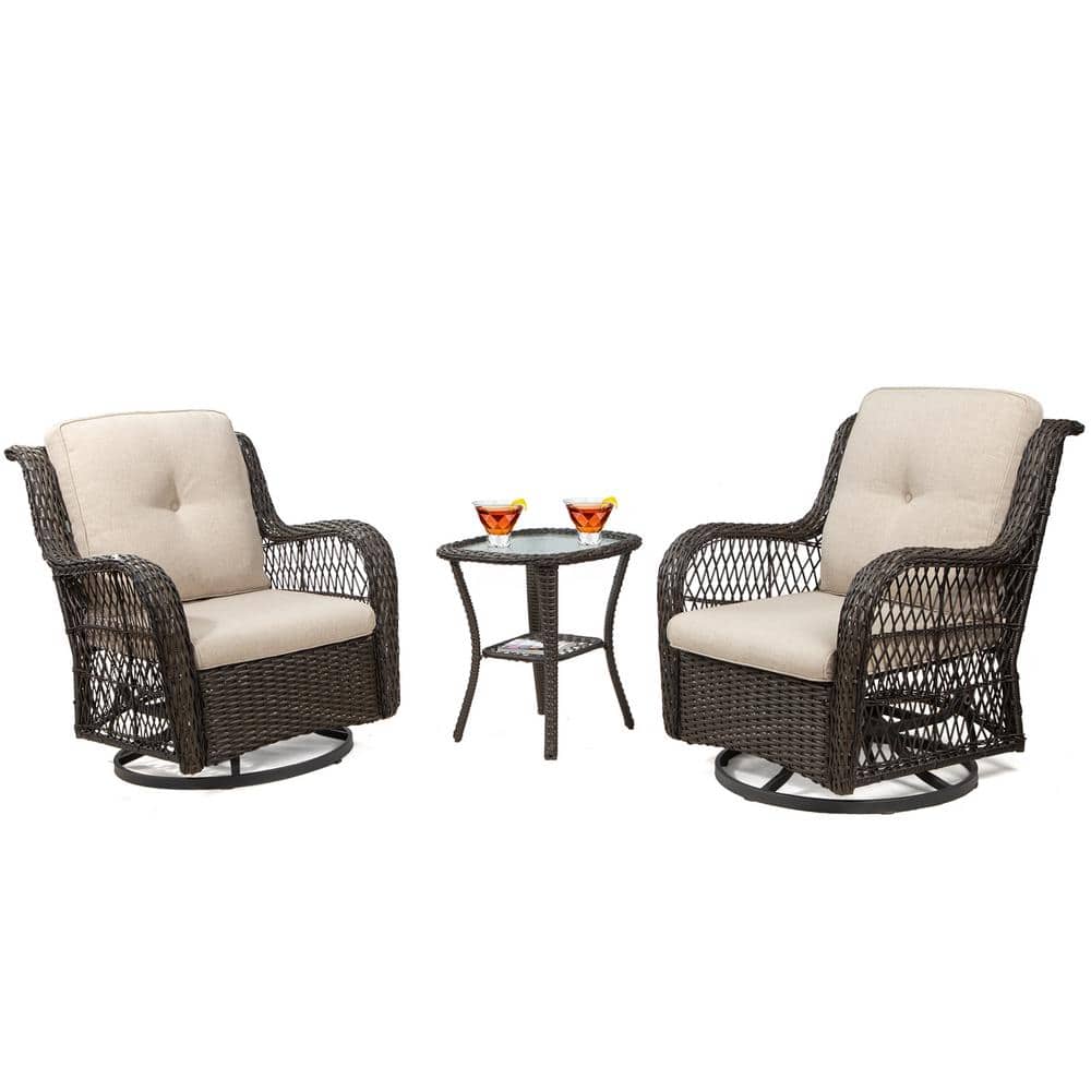 Alpulon 3-Piece Brown Wicker Patio Conversation Set Outdoor Rocking Chair With Khaki Cushions Zy1c0269 1