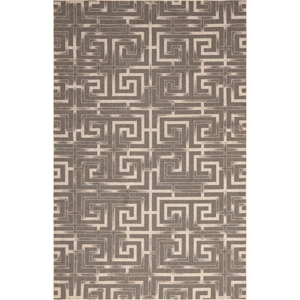 Sufia Geometric Easy-Jute Machine Washable Area Rug Natural 5 ft. x 8 ft. Area Rug
