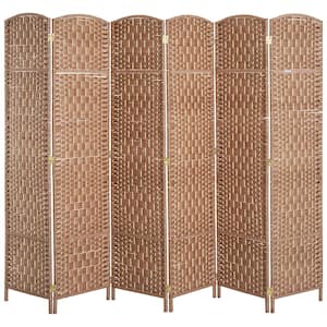 6 ft. Tall Wicker Weave 6 Panel Room Divider Privacy Screen - Natural
