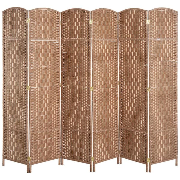 HOMCOM 6 ft. Tall Wicker Weave 6 Panel Room Divider Privacy Screen - Natural