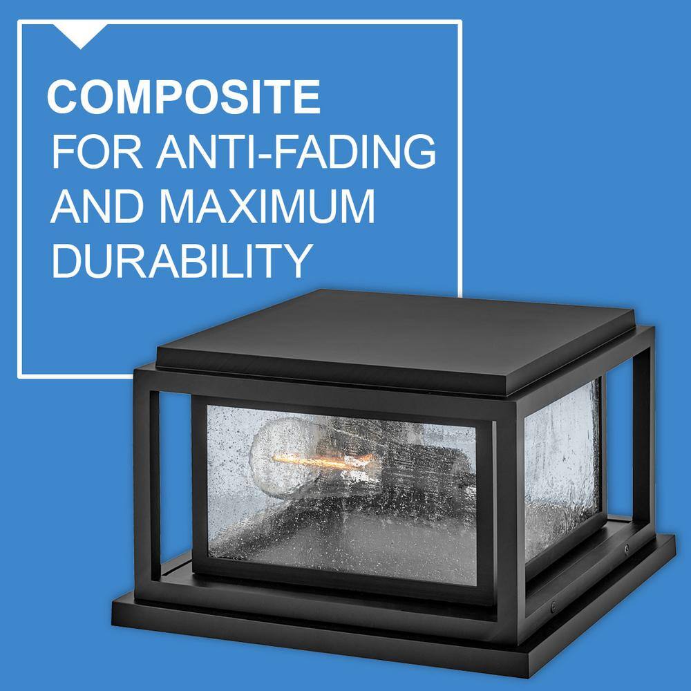 Black Outdoor Pier Mount Lantern with Clear Seedy Glass