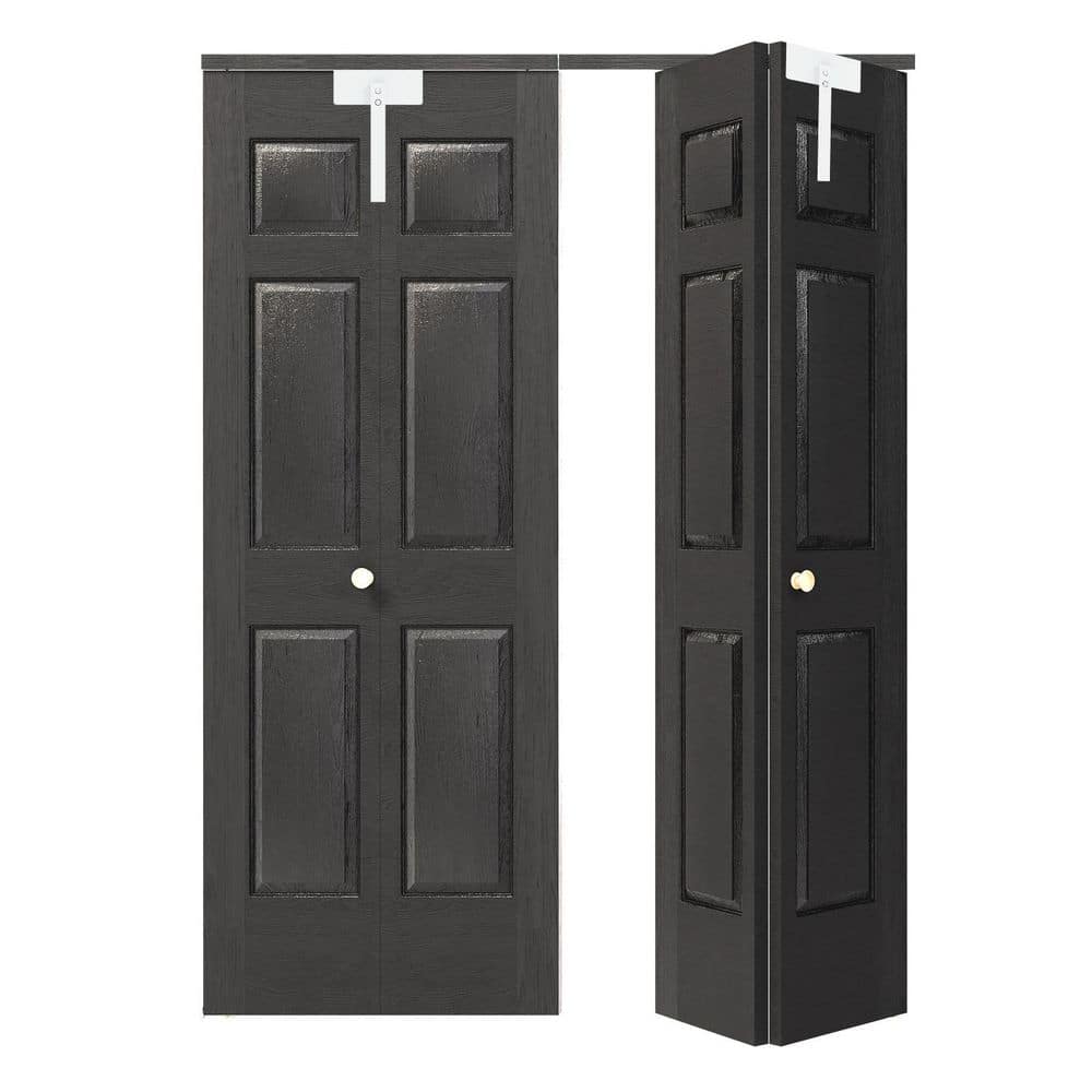 64 in. x 80 in. Black Primed 6-Panel Hollow Core Wood Bi-Fold Door, Honeycomb Core, with Hardware Kit, Lock Incl. price history on PriceWatchPro