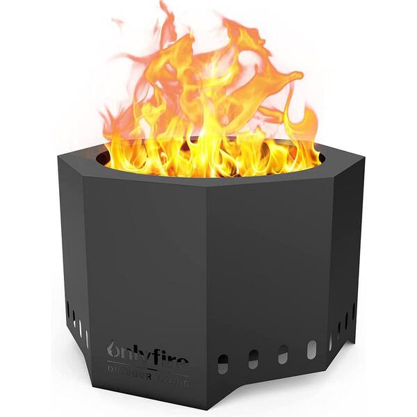 onlyfire Smokeless Fire Pit, 24 Inch Outside Wood Burning Bonfire Firepit with Ash Pan for Camping Cooking Tailgating and Patio