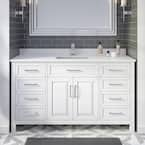 ART BATHE Terrence 60 in. W x 22 in. D Bath Vanity in White ENGRD Stone ...