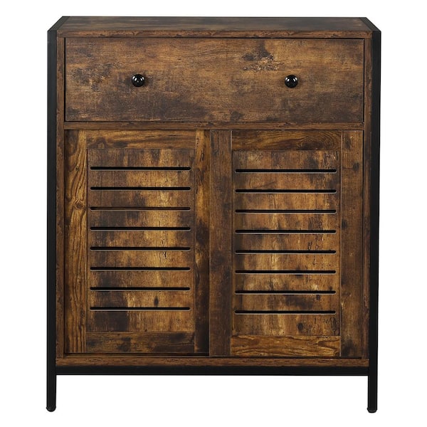 EPOWP 27 in. W x 11 in. D x 32 in. H Brown Linen Cabinet with Retro style