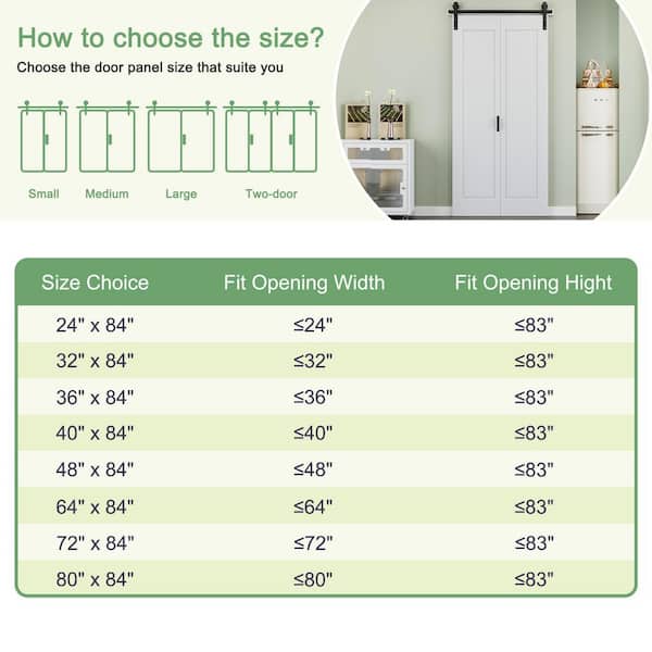 24 in. x 84 in. Easy Install 1-Panel White Primed MDF Composite Bi-Fold Sliding Barn Door with Hardware Kit and Handle