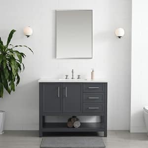 Arlo 42 in. W x 22 in. D x 34 in. H Bath Vanity in Dark Gray with Engineered Stone Top in Ariston White with White Sink