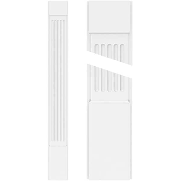 Ekena Millwork 2 in. x 7 in. x 60 in. Fluted PVC Pilaster Moulding with Standard Capital and Base (Pair)
