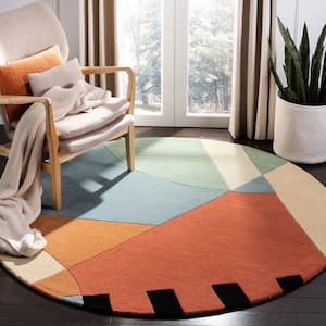 Rodeo Drive Gold 10 ft. x 10 ft. Round Geometric Area Rug