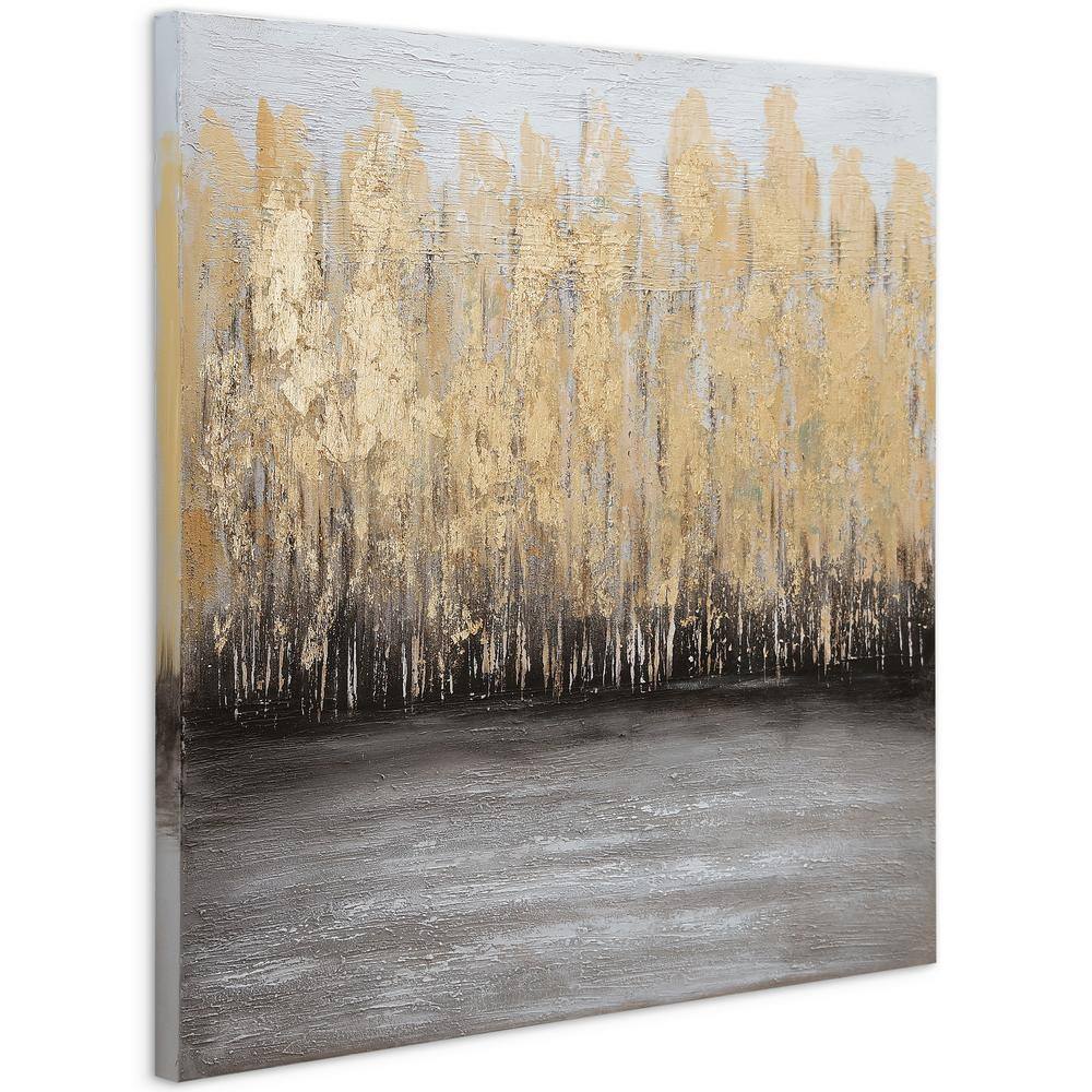 Golden Trees Abstract Oil Painting on Canvas, 36" x 36"