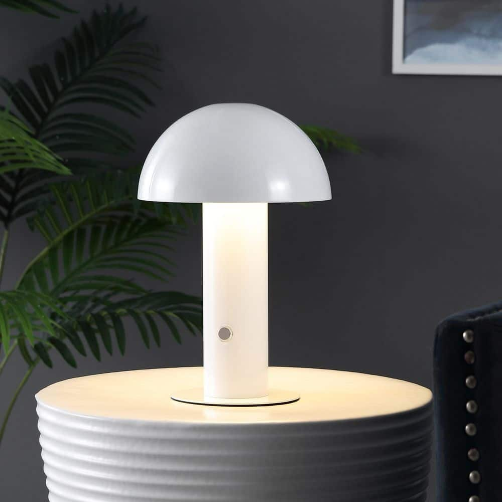 Urban Shop Novelty Glass Mushroom Lamp, Off-White Matte, 12 H, Plug-in 