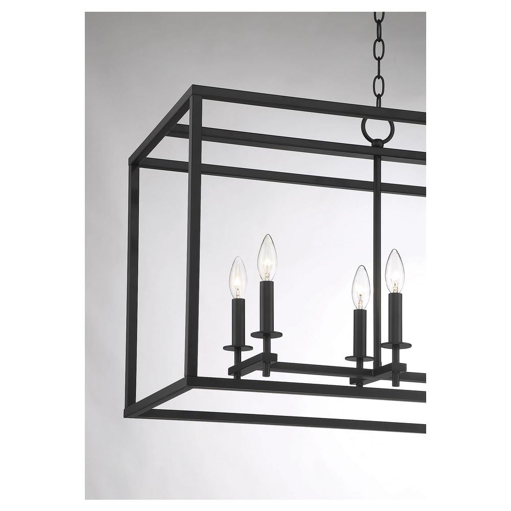 Matte Black 8-Light Outdoor Linear Chandelier by Meridian