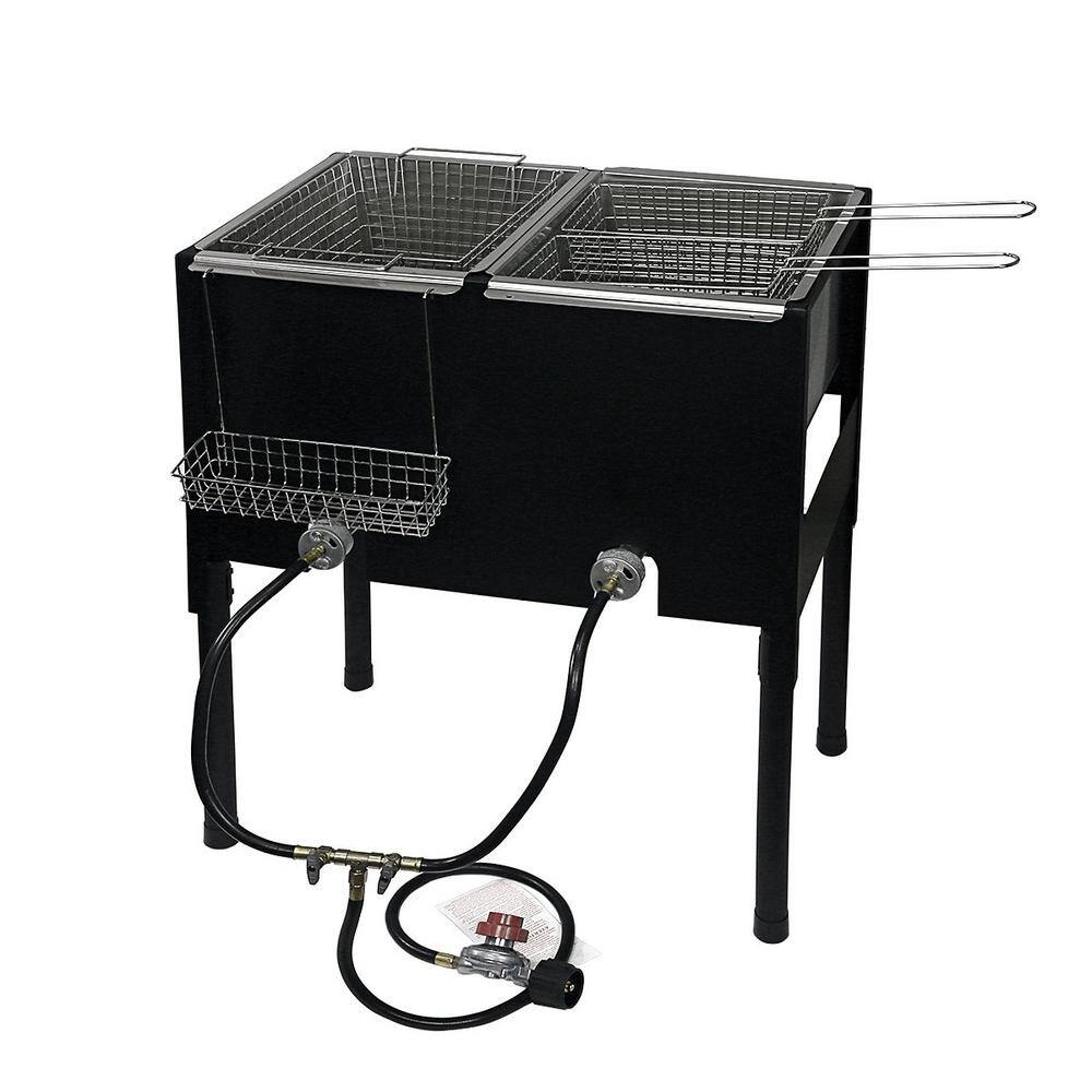 Barton Portable LPG Propane Dual Burner Deep Fryer Outdoor Cooker ...