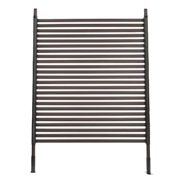YIYIBYUS 4.9 ft. x 3.6 ft. Brown Steel Outdoor Freestanding Privacy Fence Screen and Panels with Stand