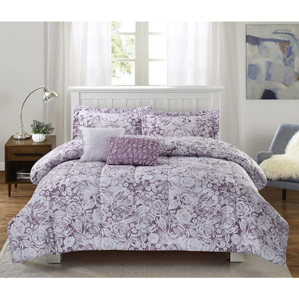 Bloom Amanda 5-Piece Purple Full/Queen Comforter Set