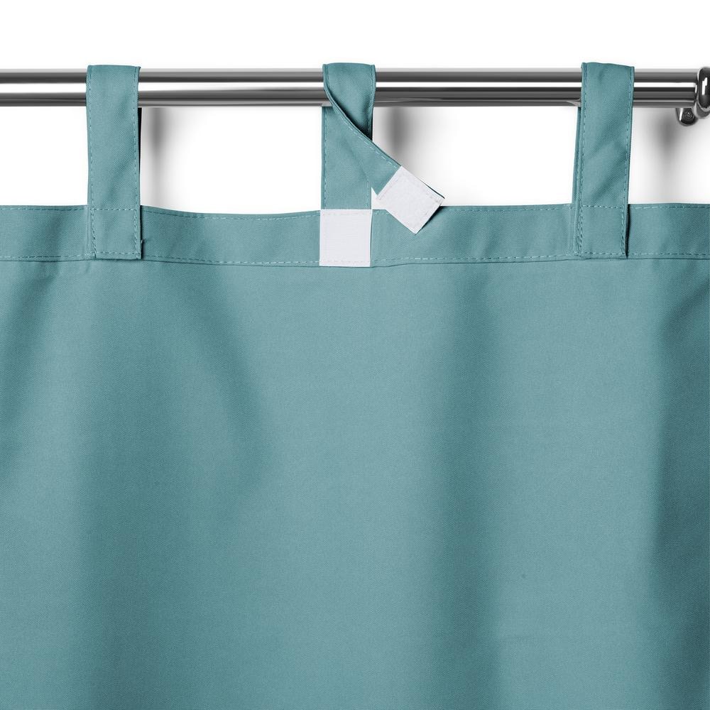 Mineral Blue Polyester Tab Top Outdoor Curtain Panel