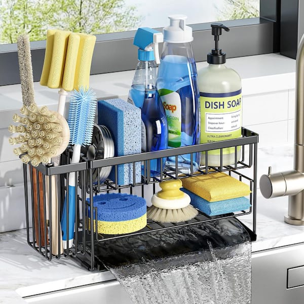 2-Tier Kitchen Stainless Steel Sink Caddy, Dish Brush Holder, Sponge Holder, Sink Organizer Rack, Kitchen Essentials