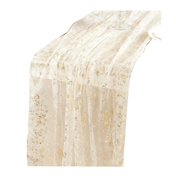 27 in. W x 120 in. L Gold Solid Polyester Table Runner (Set of 8)